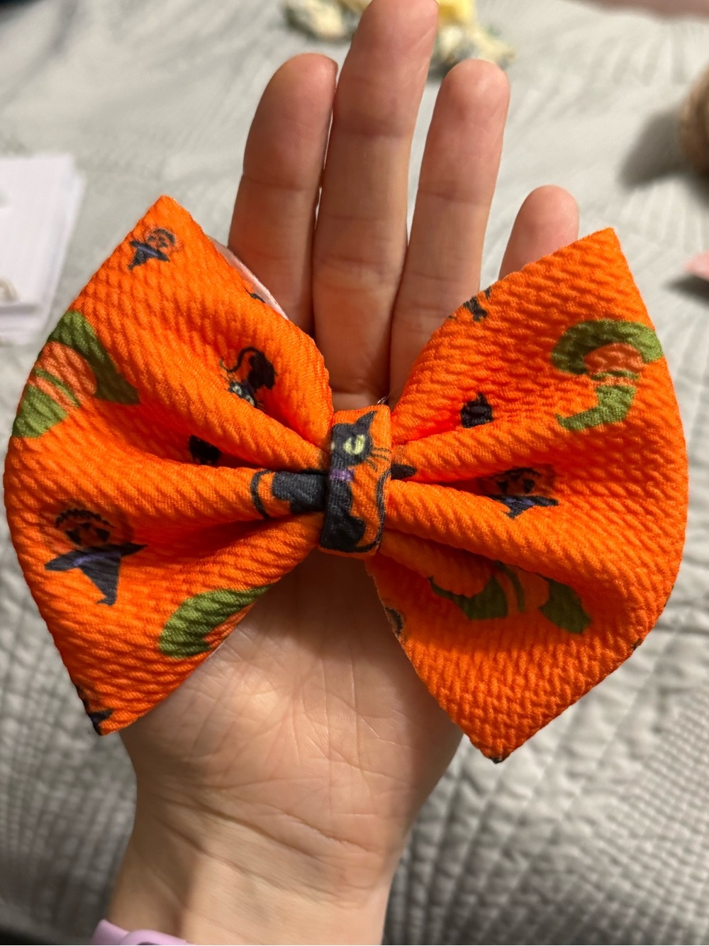 5” Orange Kids Bow Hair Clip - handmade